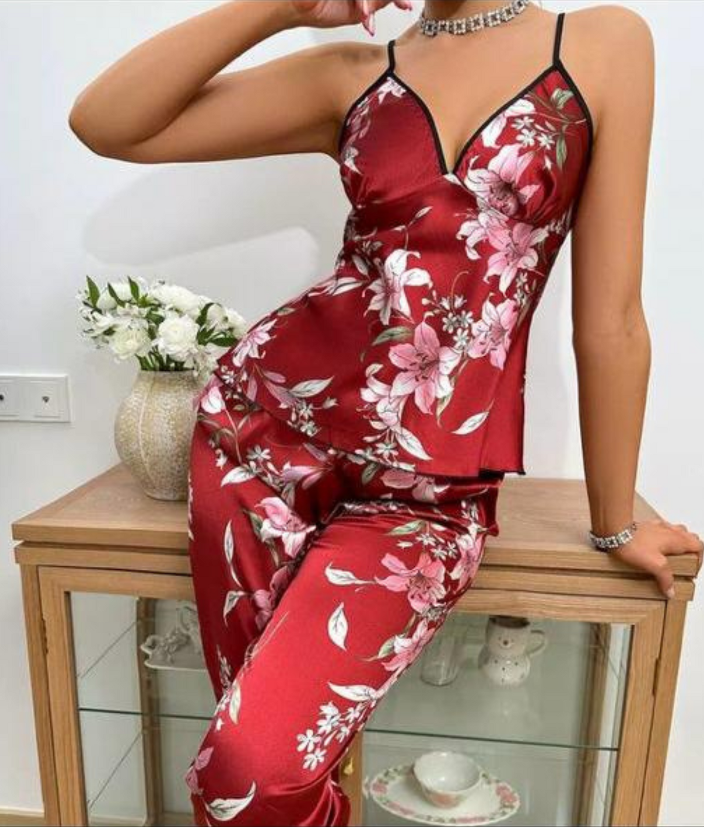 Floral Satin Nightwear Set
